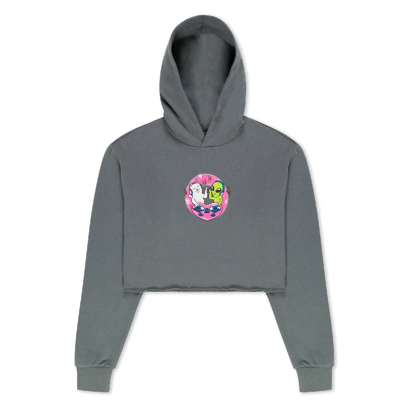 Women's Blouse with Sweetheart CollarLove Is Ripndip Cropped Hoodie (Charcoal)