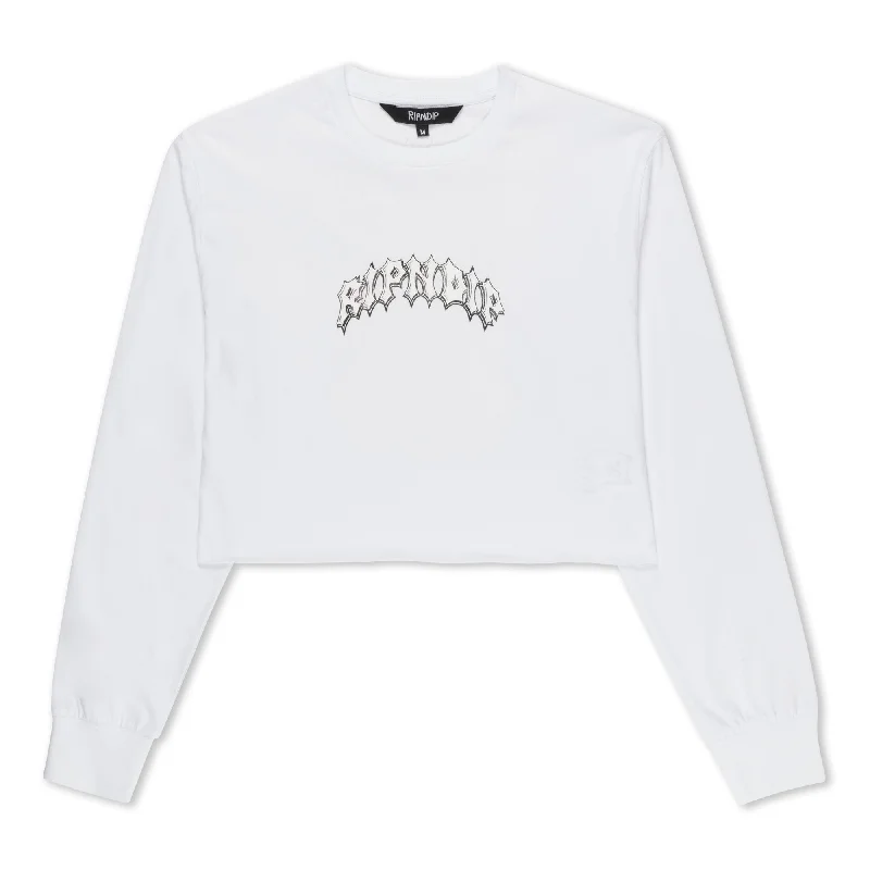 Women's Blouse with Mandarin CollarMother Nerm Cropped Long Sleeve (White)