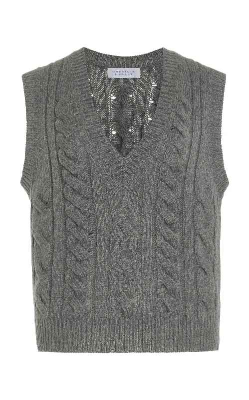 Women's Blouse with U-Shaped CollarSelsey Knit Top in Dark Grey Multi Cashmere