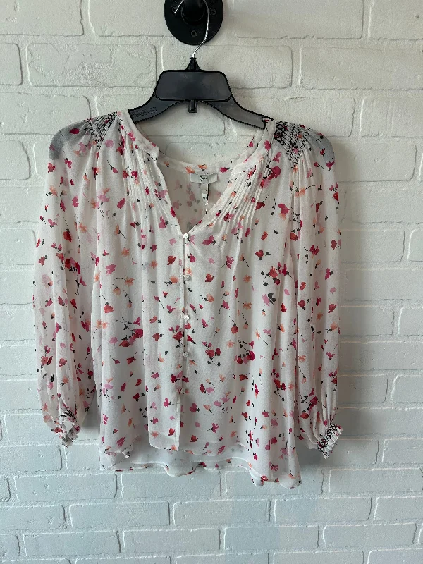 Women's Blouse for Special OccasionsTop 3/4 Sleeve By Joie In Pink & White, Size: Xs