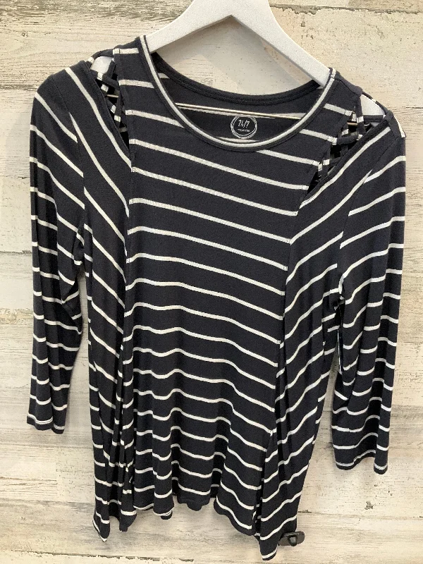 Women's Long-Sleeve BlouseTop 3/4 Sleeve By Maurices In Navy, Size: M