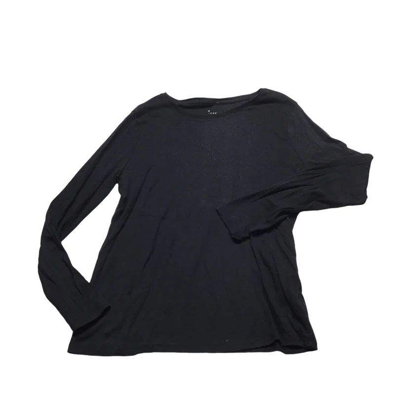 Women's Blouse with Peter Pan CollarTop Long Sleeve Basic By A New Day In Black, Size: 2x