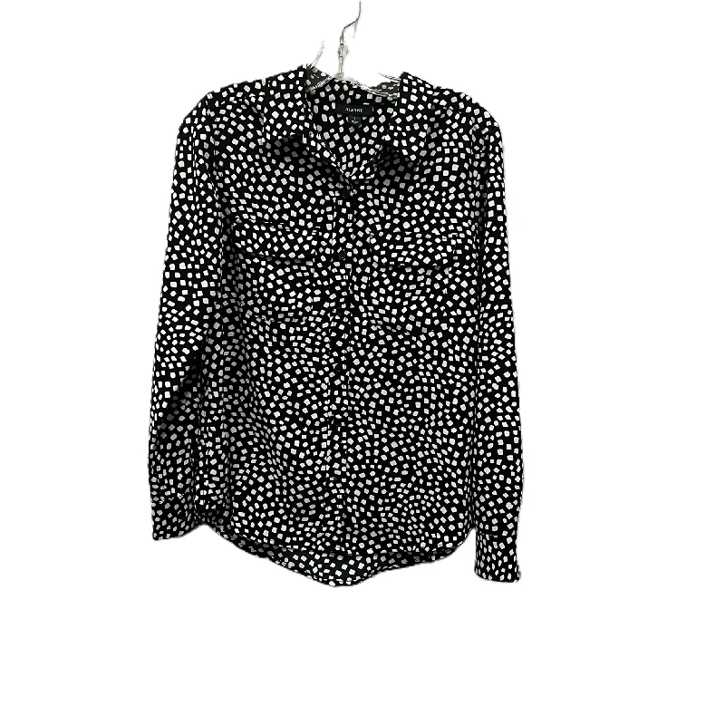 Women's Blouse with V-Shaped CollarTop Long Sleeve By Alfani In Black, Size: S