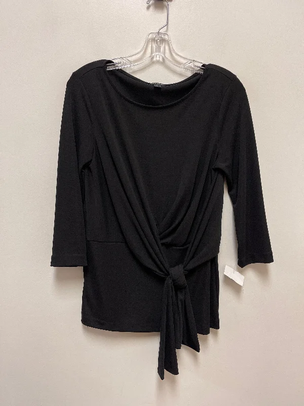 Women's Blouse with Peter Pan CollarTop Long Sleeve By Ann Taylor In Black, Size: S