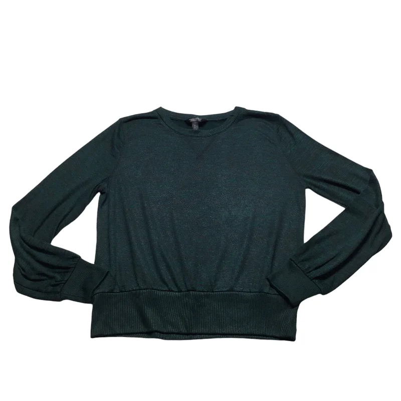 Women's Blouse with U-Shaped CollarTop Long Sleeve By Banana Republic In Green, Size: M