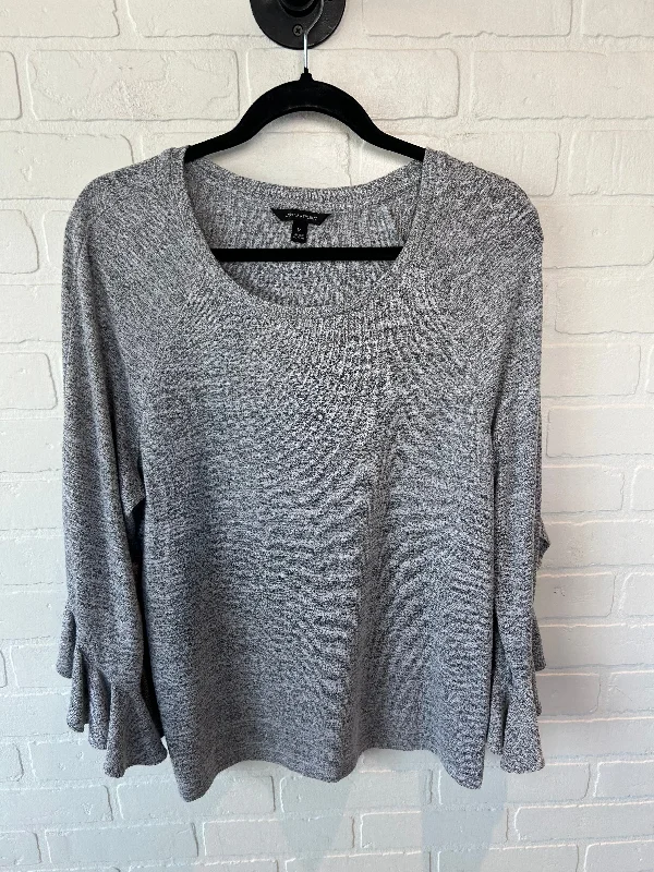 Women's Blouse with Square CollarTop Long Sleeve By Banana Republic In Grey, Size: M