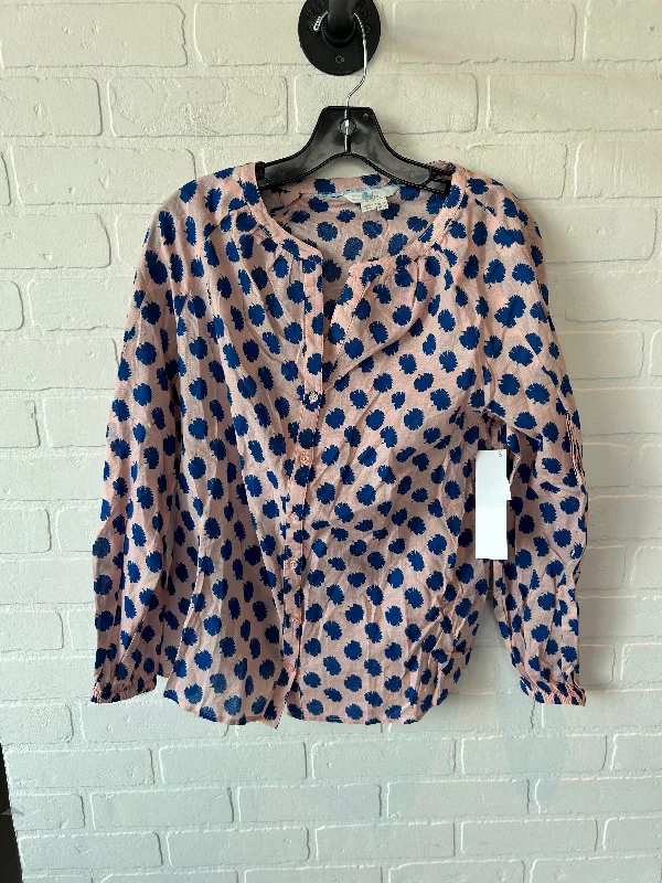 Women's Blouse with FlouncesTop Long Sleeve By Boden In Blue & Pink, Size: M