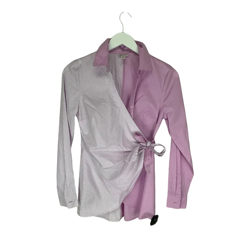 Women's Blouse with Shawl CollarTop Long Sleeve By Cato In Pink, Size: Xs