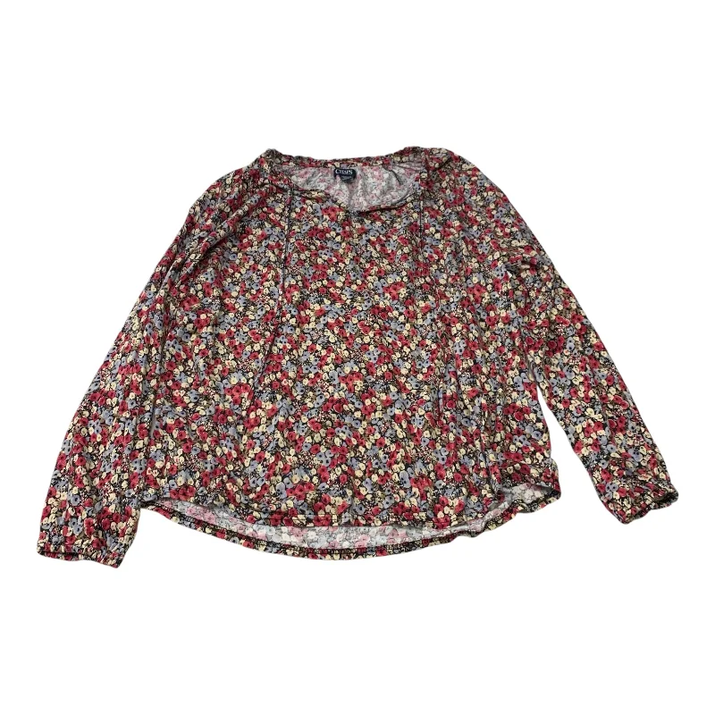 Women's Blouse with Sweetheart CollarTop Long Sleeve By Chaps In Floral Print, Size: S