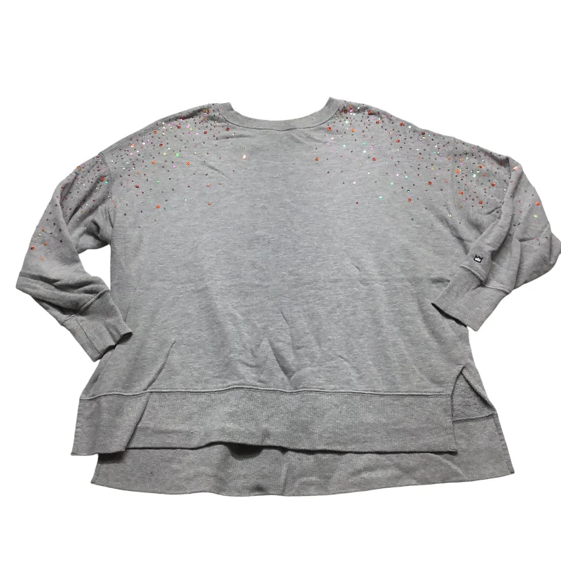 Women's Blouse with Shirt CollarTop Long Sleeve By Crown And Ivy In Grey, Size: M