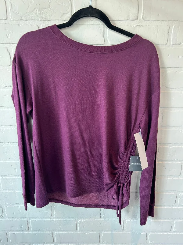 Women's Blouse with EmbroideryTop Long Sleeve By Eddie Bauer In Purple, Size: Xs