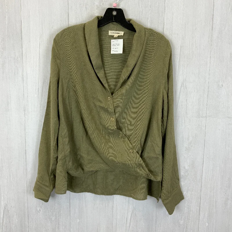 Women's Round-Neck BlouseTop Long Sleeve By Ee Some In Green, Size: S