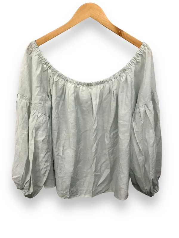 Women's Blouse with Sweetheart CollarTop Long Sleeve By Express In Green, Size: Xl