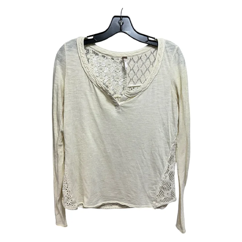 Women's Blouse with Shawl CollarTop Long Sleeve By Free People In Cream, Size: S