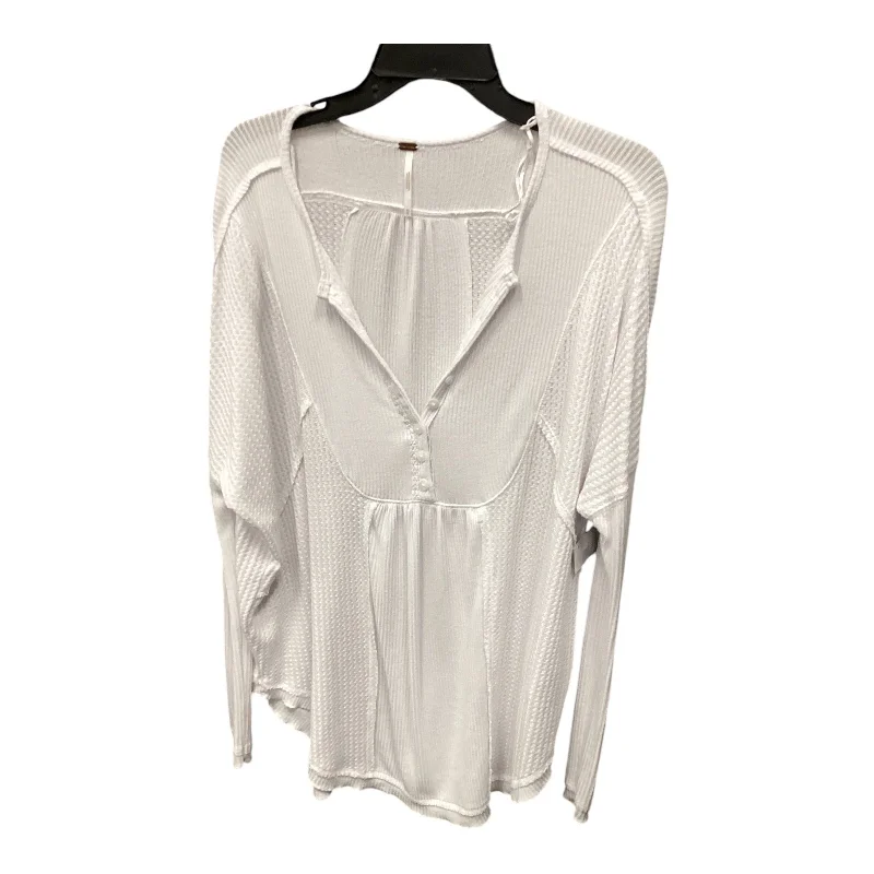 Women's Blouse with Notched CollarTop Long Sleeve By Free People In White, Size: Xs