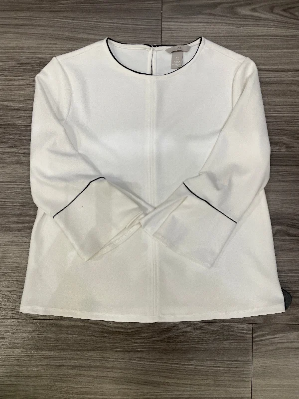 Women's Button-Up BlouseTop Long Sleeve By H&m In White, Size: S