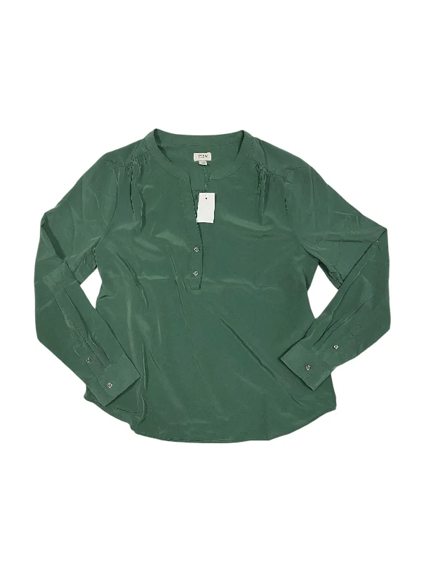 Women's Blouse with Sweetheart CollarTop Long Sleeve By J. Crew In Green, Size: M