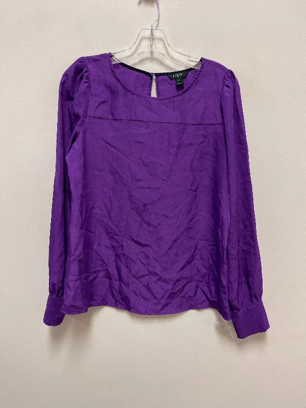 Women's Blouse with FrillsTop Long Sleeve By J. Crew In Purple, Size: S