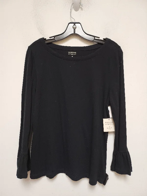 Women's Patterned BlouseTop Long Sleeve By Kate Spade In Black, Size: L