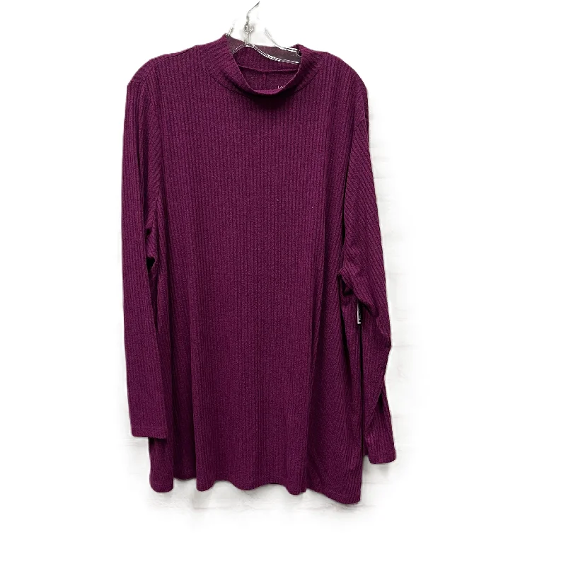 Women's Blouse with U-Shaped NeckTop Long Sleeve By Lane Bryant In Purple, Size: 3x