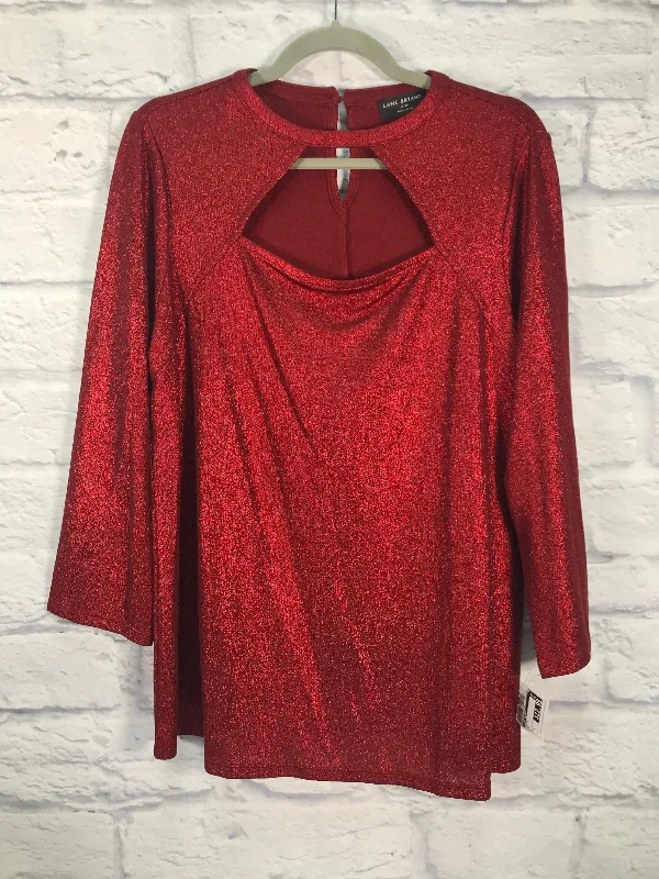 Women's Blouse with ButtonsTop Long Sleeve By Lane Bryant In Red, Size: L