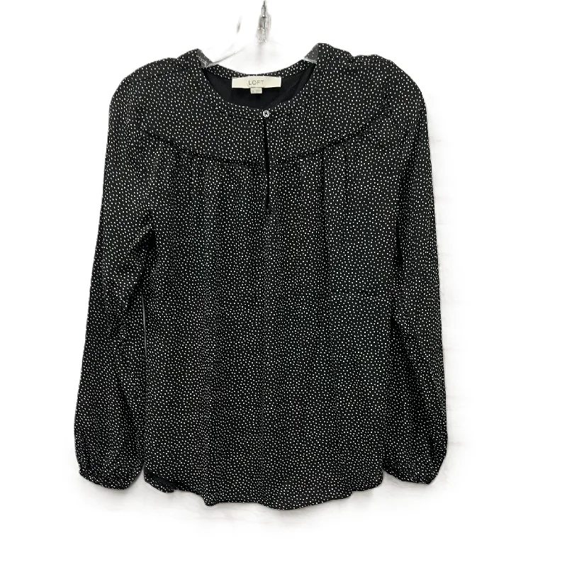 Women's Blouse for EveningTop Long Sleeve By Loft In Black, Size: S