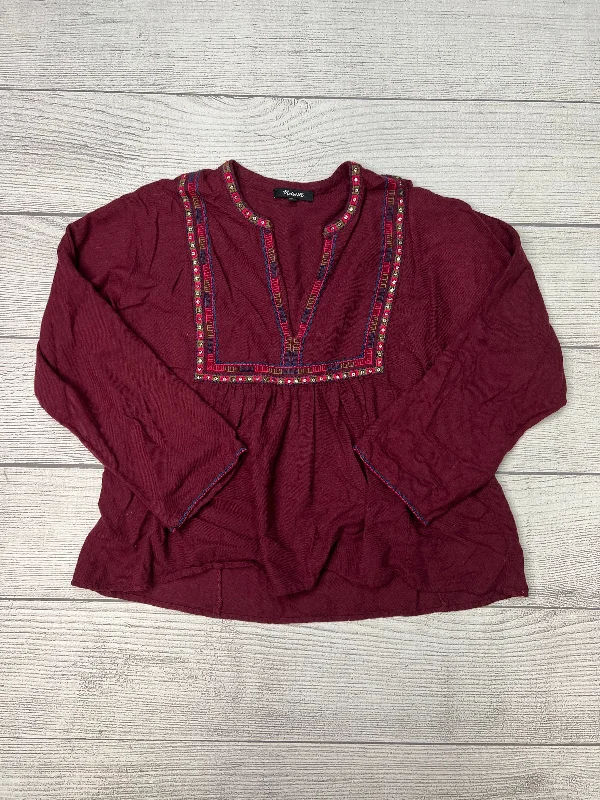 Women's Blouse with Peter Pan CollarTop Long Sleeve By Madewell In Purple, Size: L