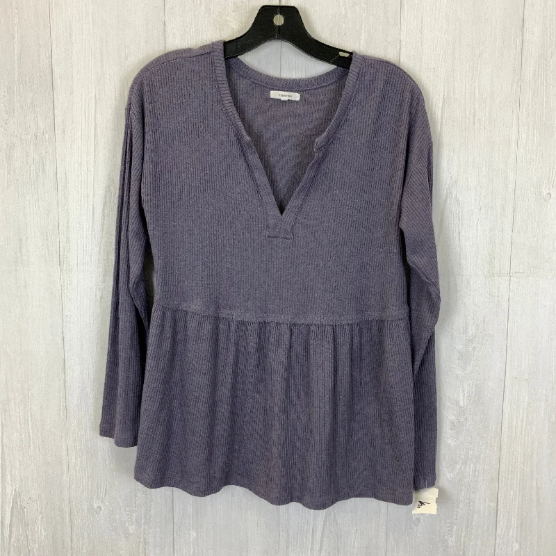 Women's Blouse with Collarless DesignTop Long Sleeve By Maurices In Purple, Size: S