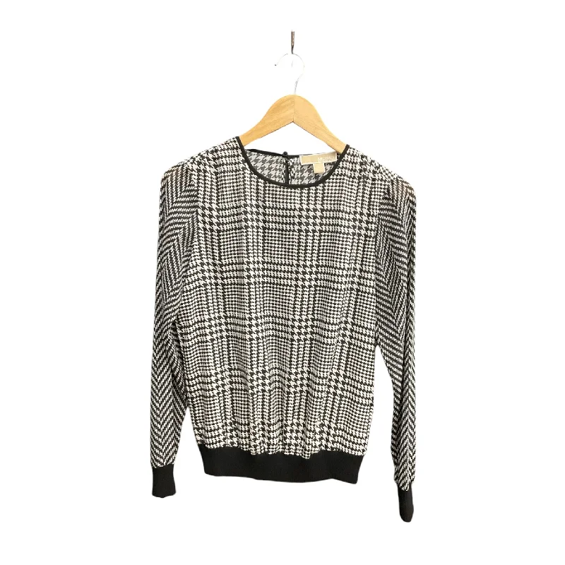 Women's Blouse with LaceTop Long Sleeve By Michael By Michael Kors In Black & White, Size: S