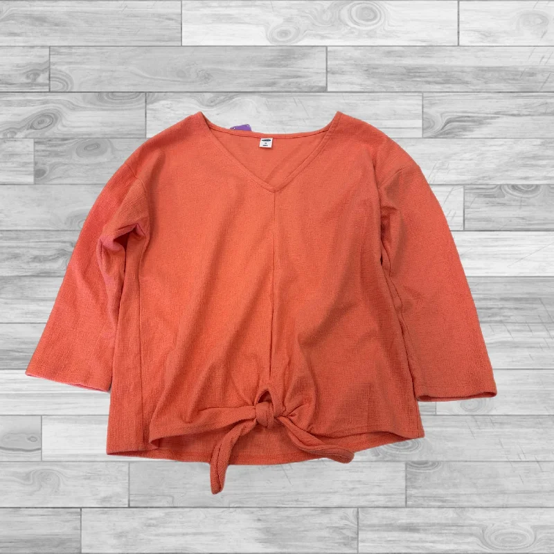 Women's Blouse with Square CollarTop Long Sleeve By Old Navy In Coral, Size: Xs