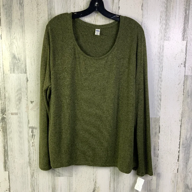 Women's Blouse with Notched CollarTop Long Sleeve By Old Navy In Green, Size: L