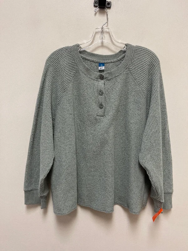 Women's Blouse with Rounded CollarTop Long Sleeve By Old Navy In Mint, Size: 2x