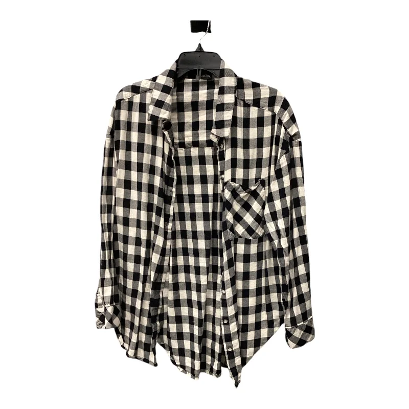 Women's Blouse with BeadsTop Long Sleeve By Sanctuary In Plaid Pattern, Size: S