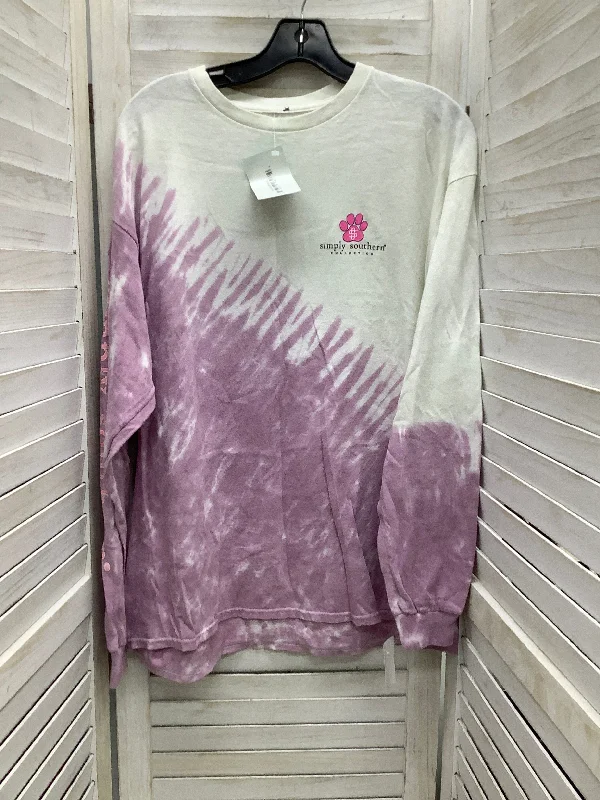 Women's Blouse with Boat CollarTop Long Sleeve By Simply Southern In Tie Dye Print, Size: Xl