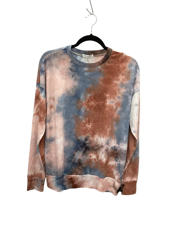 Women's Blouse with ZipperTop Long Sleeve By Socialite In Tie Dye Print, Size: Xs