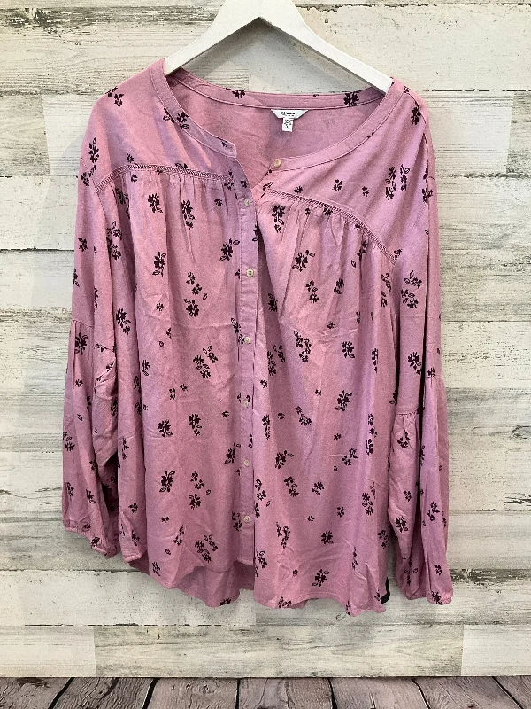 Women's Blouse with Puffed SleevesTop Long Sleeve By Sonoma In Pink, Size: 3x