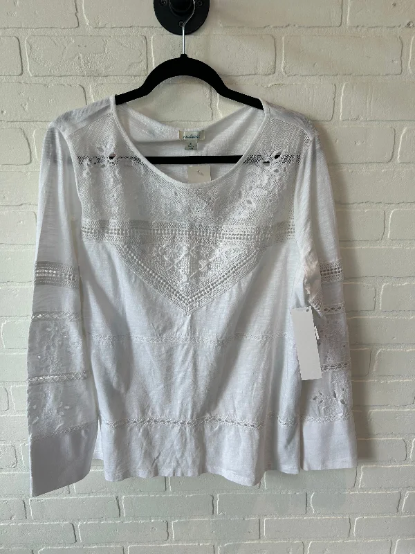 Women's Blouse with Shawl CollarTop Long Sleeve By Sundance In White, Size: Xl