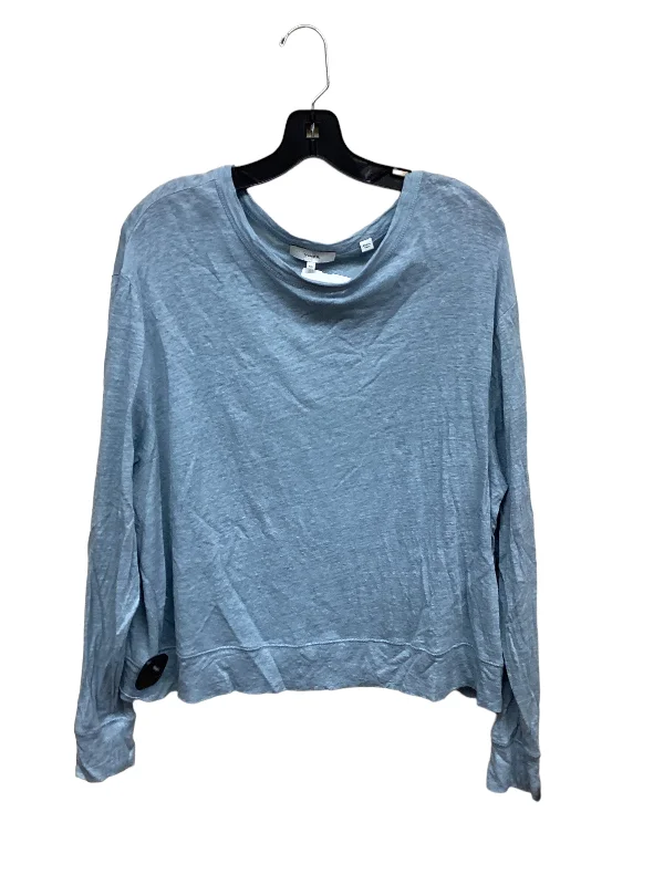 Women's Blouse with Square NeckTop Long Sleeve By Vince In Blue, Size: Xxl