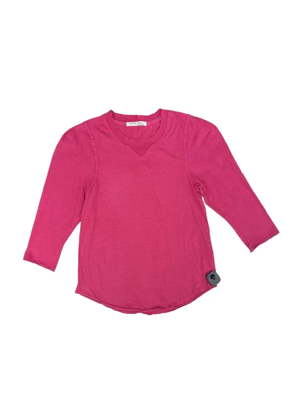 Women's Blouse with Boat CollarTop Long Sleeve By We The Free In Pink, Size: L