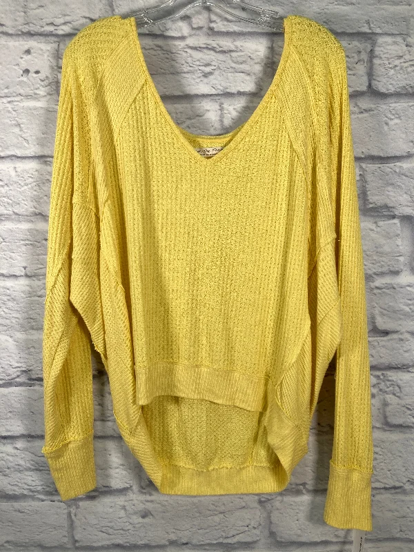 Women's Blouse with Mandarin CollarTop Long Sleeve By We The Free In Yellow, Size: Xs