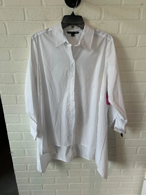 Women's Blouse with HoodTop Long Sleeve By Zac And Rachel In White, Size: 1x