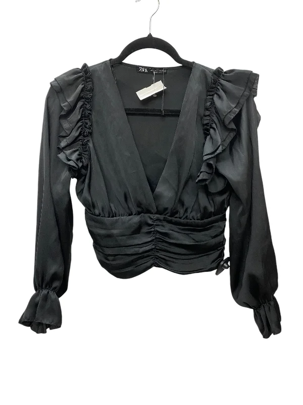 Women's Blouse for Casual WearTop Long Sleeve By Zara In Black, Size: S