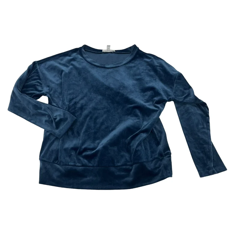 Women's Blouse with High CollarTOP LS By CABLE AND GAUGE In BLUE, Size:L