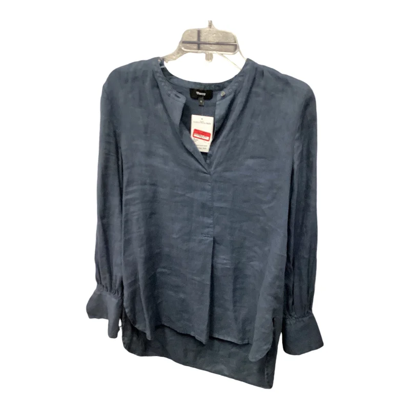 Women's Blouse with Collarless DesignTunic Long Sleeve By Theory In Blue, Size: S